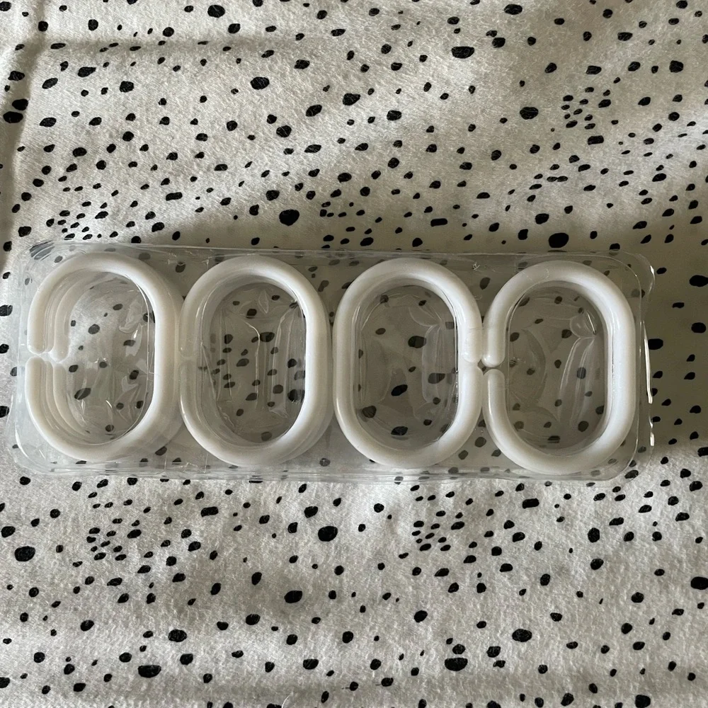 12 Piece White Oval Shower Curtain Rings
